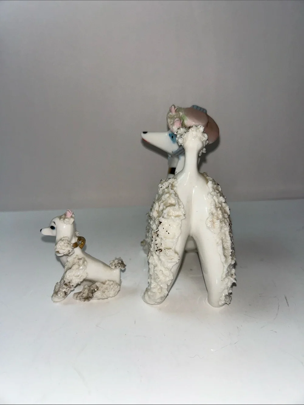 1950’s Spaghetti Trim Poodle With Pup No leash Porcelain
